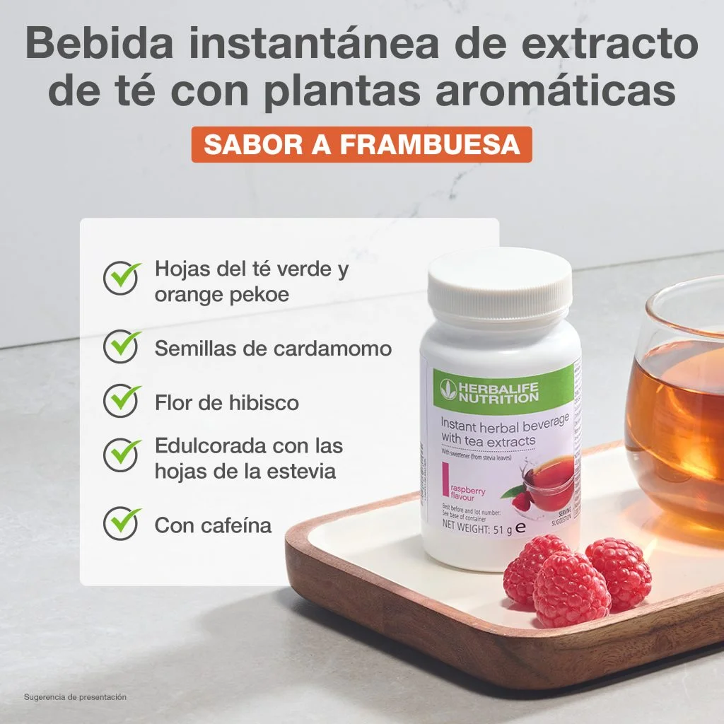 Bebida instantánea de extracto de té con plantas aromáticas sabor frambuesa - Imagen 5